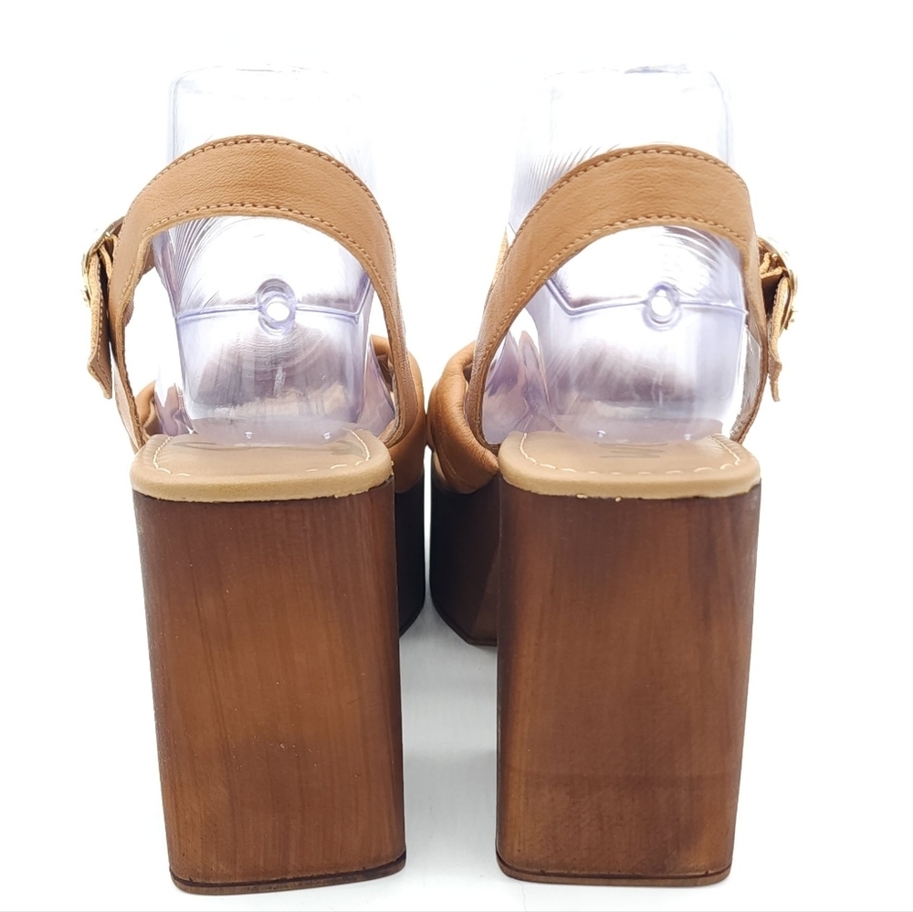 Sam Edelman Suzannah Tan Ankle Strap Open Toe Block Heel Platform Sandals Size 9 - Picture 5 of 11